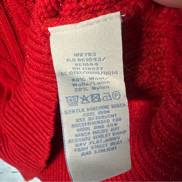 Boden Red cable knit red sweater cozy fisherman‘s academia winter wool nylon - Picture 5 of 9
